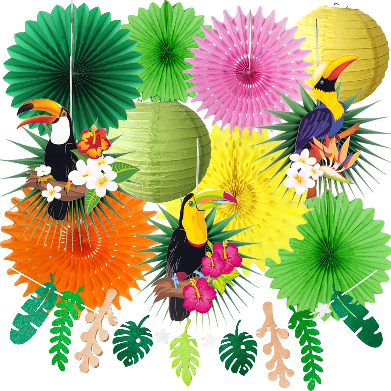 Tropical Bird Toucan Garland Party for Summer Hawaiian Party Decorationns