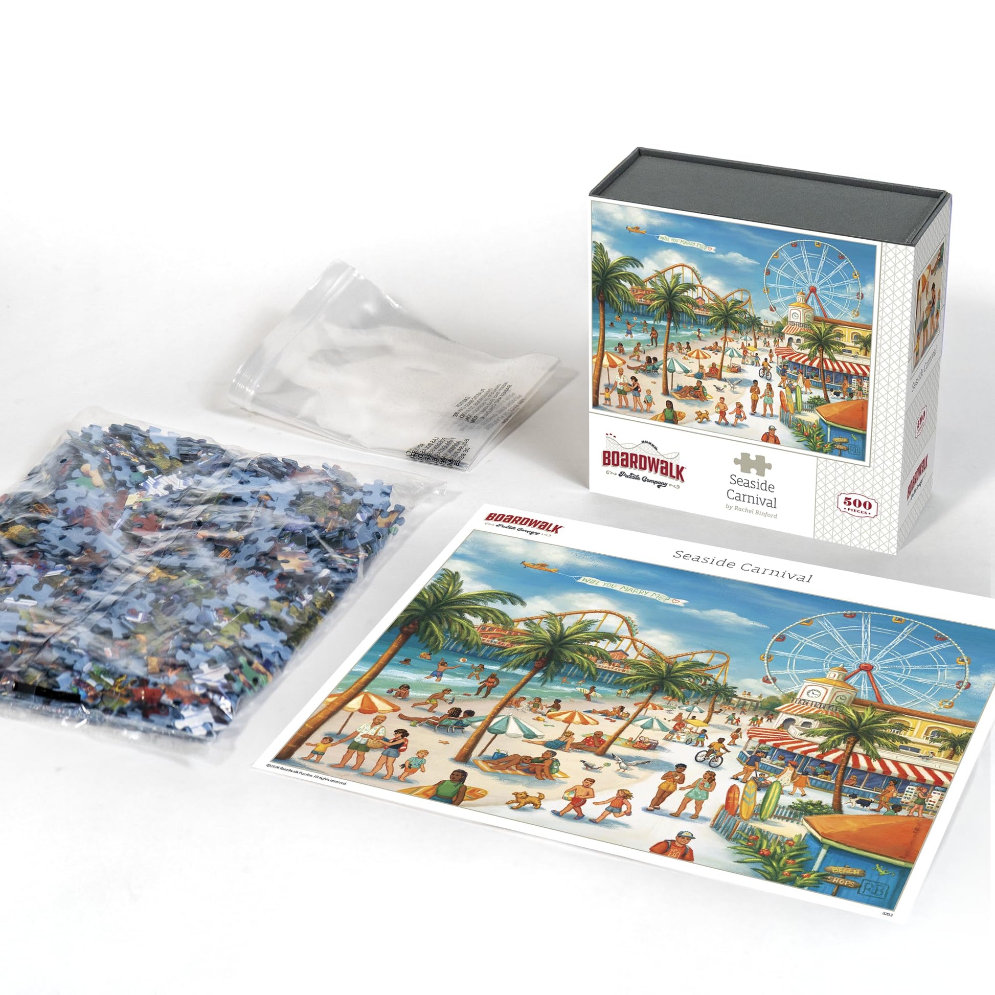 Boardwalk Seaside Carnival 500 Piece Jigsaw Puzzle Beach Summer Fun Puzzles with Premium Box, Gift for Adults and Family 16"x20"