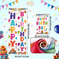 AiFaoobs 3 PCS Colorful Happy Birthday Banner Door Porch Sign Photography Black Background Party Supplies for Kids Boys Girls Birthday Party Supplies