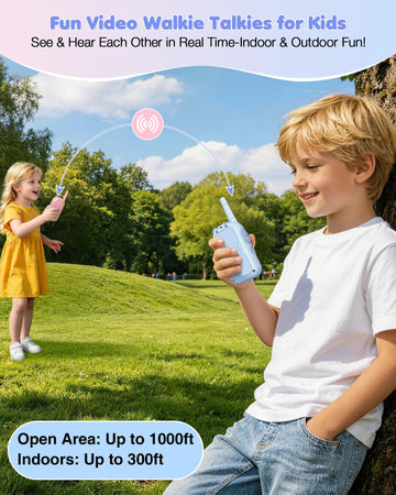 Video Walkie Talkies for Kids 2 Pack, Rechargeable Kids Walkie Talkies with HD Camera & Voice Changer, Long Range Two Way Radios, Outdoor Toys