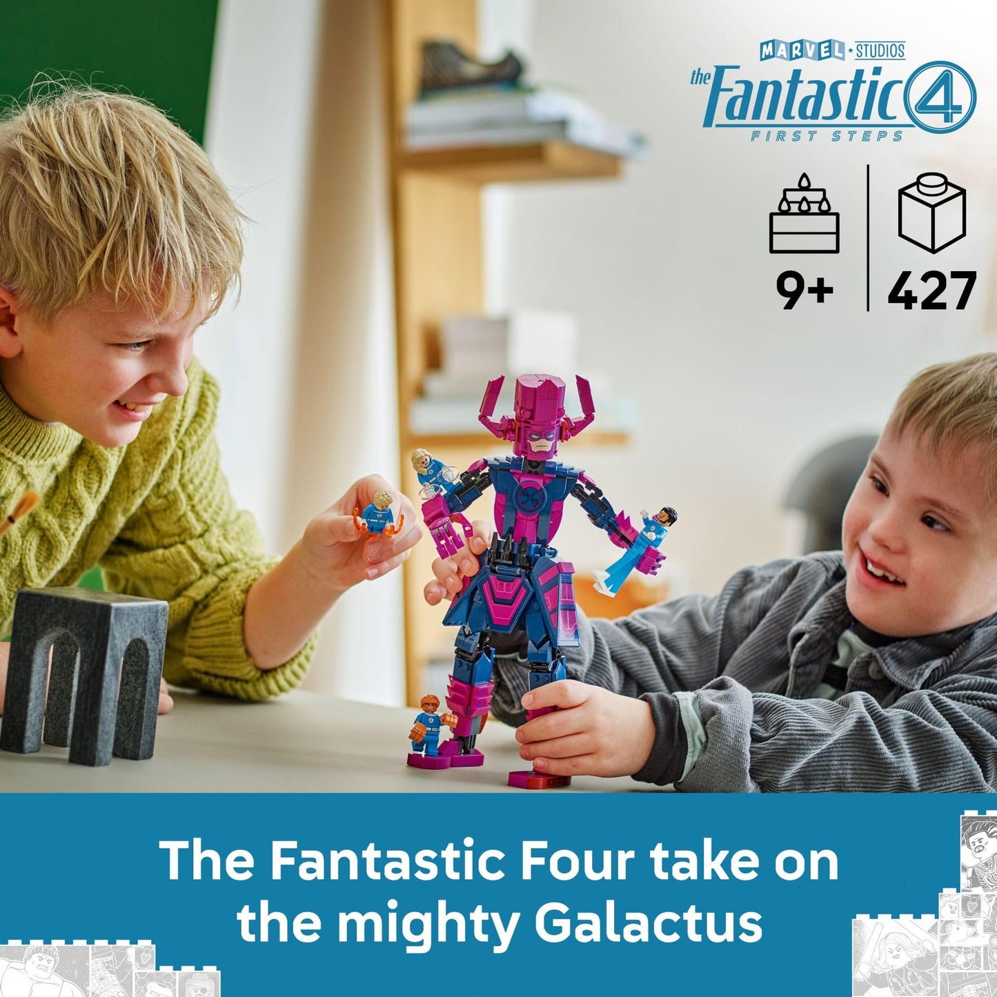 LEGO Marvel Fantastic Four vs. Galactus Construction Figure - Super Hero Building Toy - 4 Minifigures, Including The Thing, Invisible Woman and Human