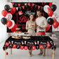 Red Birthday Background Party Supplies Decorations Red and Black Happy Birthday Banner Backdrop Tablecloth for Parties