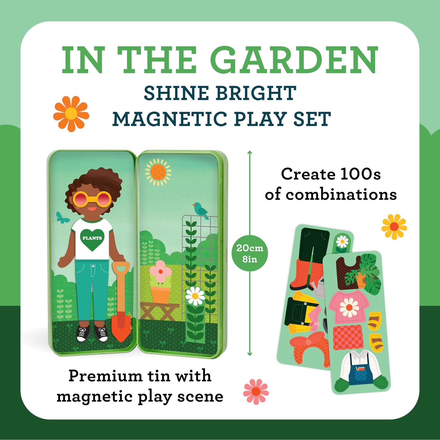 Petit Collage: Shine Bright - in The Garden Magnetic Dress-Up Toy Magnetic Game Board with Mix and Match Magnetic Pieces, Ideal for Ages 3+ - Includes