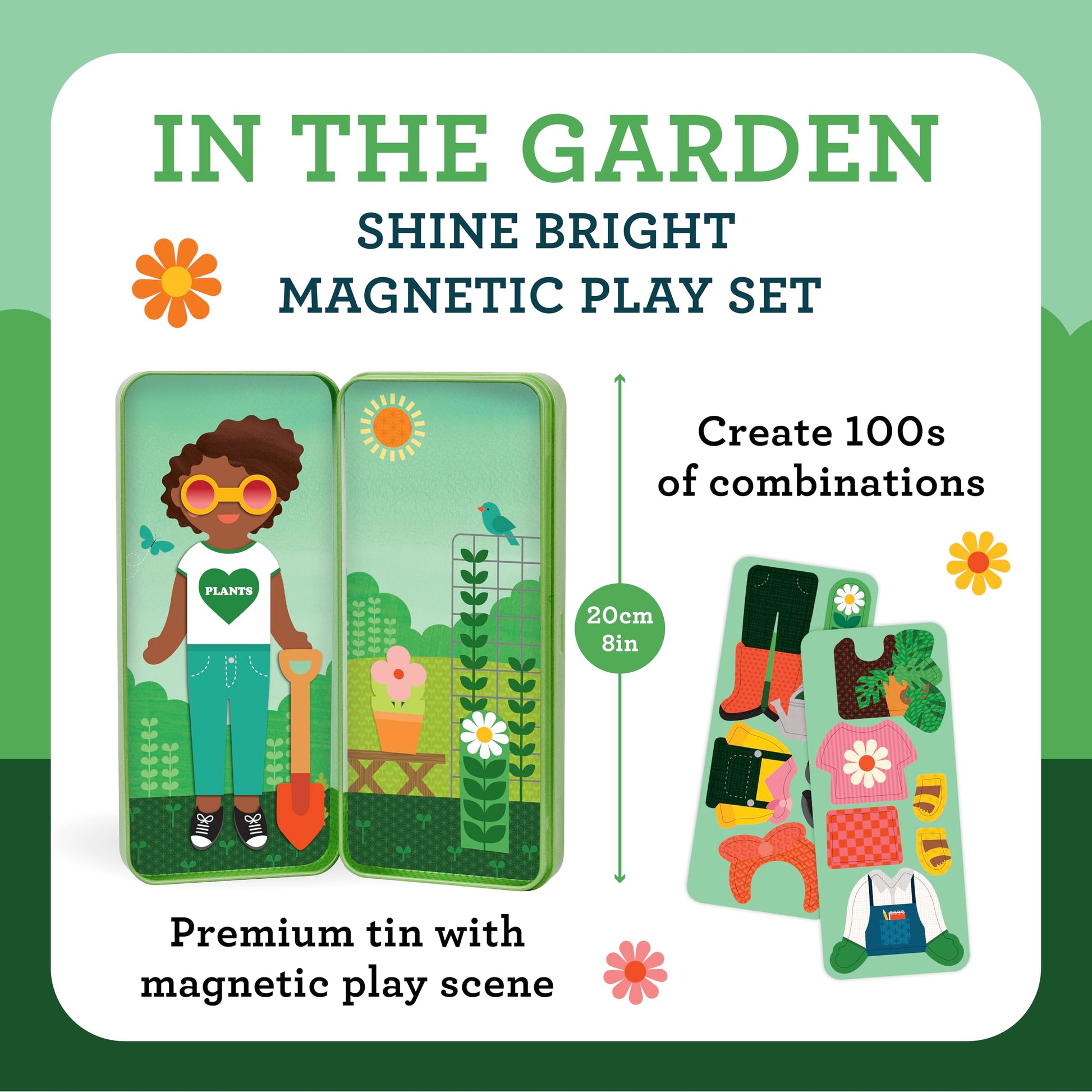 Petit Collage: Shine Bright - in The Garden Magnetic Dress-Up Toy Magnetic Game Board with Mix and Match Magnetic Pieces, Ideal for Ages 3+ - Includes