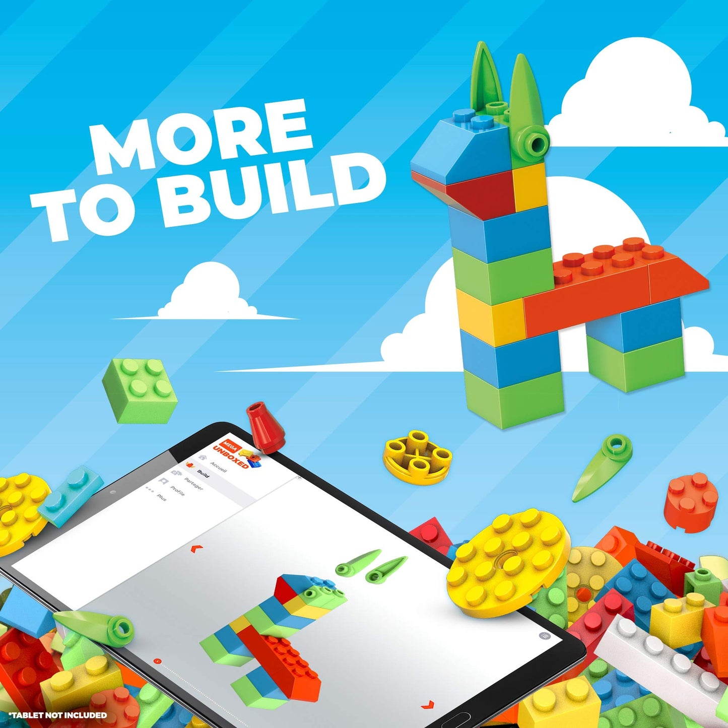 MEGA Construx Kids Blocks Toy Set, Open-Ended Building Bricks Tube with 140 Pieces in Fluorescent Colors, Ages 4+ Years