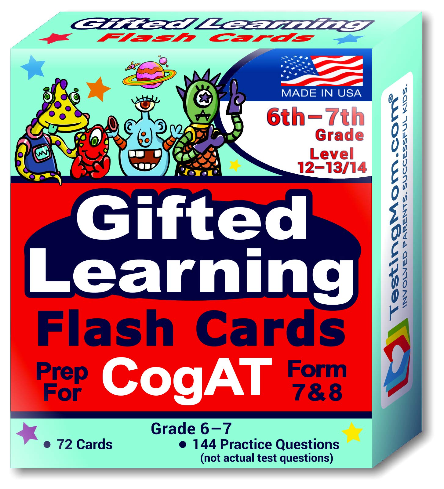 TestingMom.com CogAT Test Prep Flash Cards - Grade 6 (Level 12) - Grade 7 (Level 13/14) - 140+ Practice Questions - Tips for Higher Scores on the 6th
