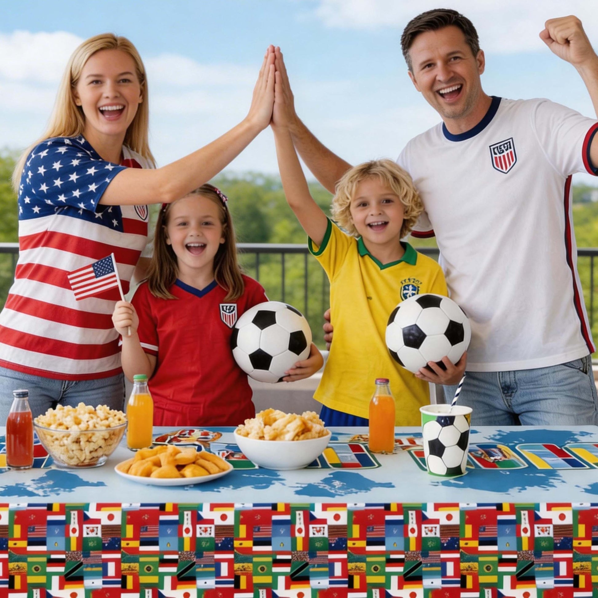 3 Packs 2026 International Football Tournament Tablecloths 108 x 54 Inch Global Flags Soccer Theme Party Table Covers Disposable Waterproof Plastic