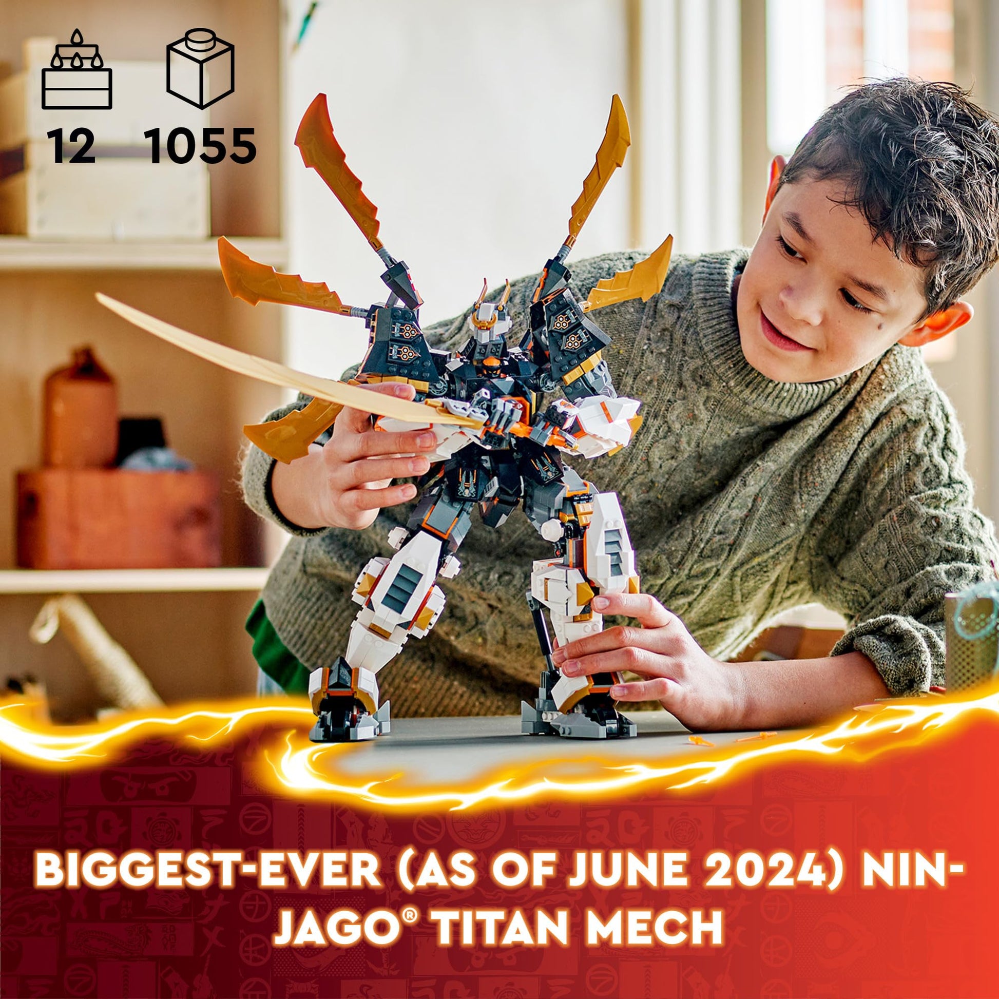 LEGO NINJAGO Cole’s Titan Dragon Mech Adventure Toy for Boys and Girls, Ninja Toys, Playset with 1 Ninja Minifigure, NINJAGO Mech with Dragon Wings,