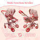 Convertible Combo Baby Doll Stroller for 3 Year Old Girls & Up | Play Toy Baby Stroller for Dolls, Folding Adjustable Bassinet Carriage Buggy
