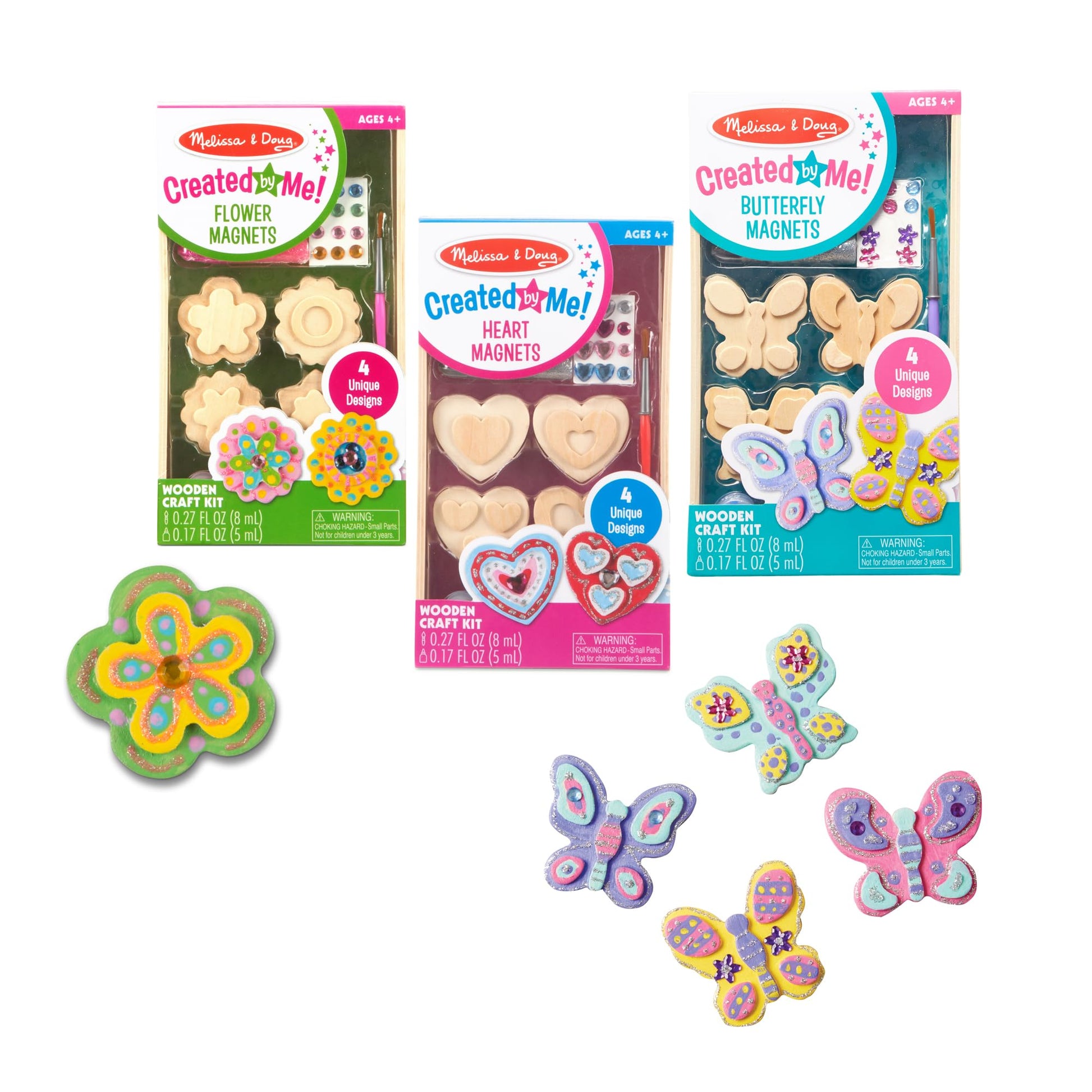 Melissa & Doug Decorate-Your-Own Wooden Magnets Craft Kit Bundle (12 Magnets) - Wood Crafts for Kids, Preschool Toys, and Learning Resources for Ages