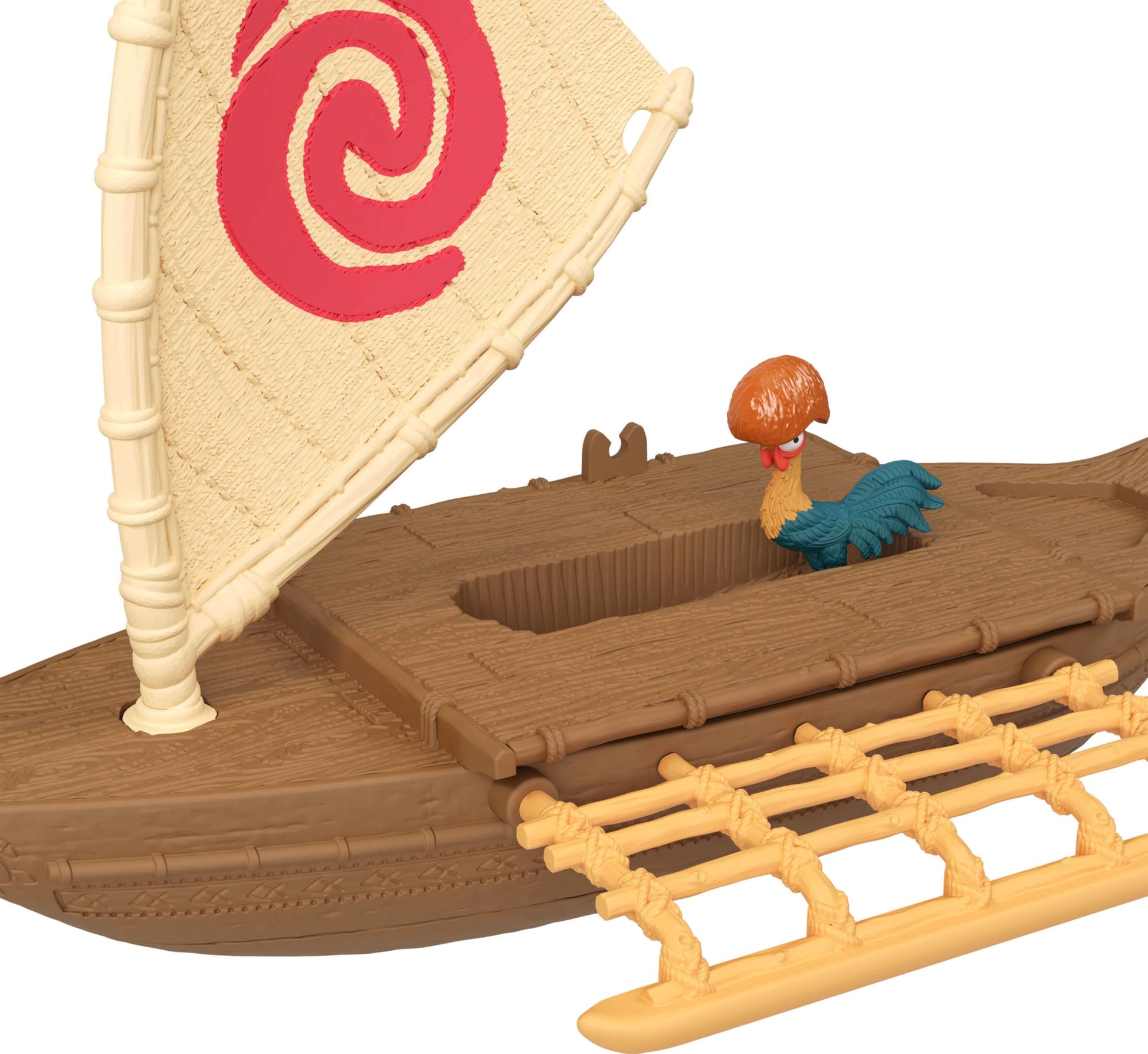 Mattel Disney Toys, Moana Small Doll & Floating Boat Playset with Heihei Rooster Figure, Wave Launcher & 2 Accessories, Inspired by Movie