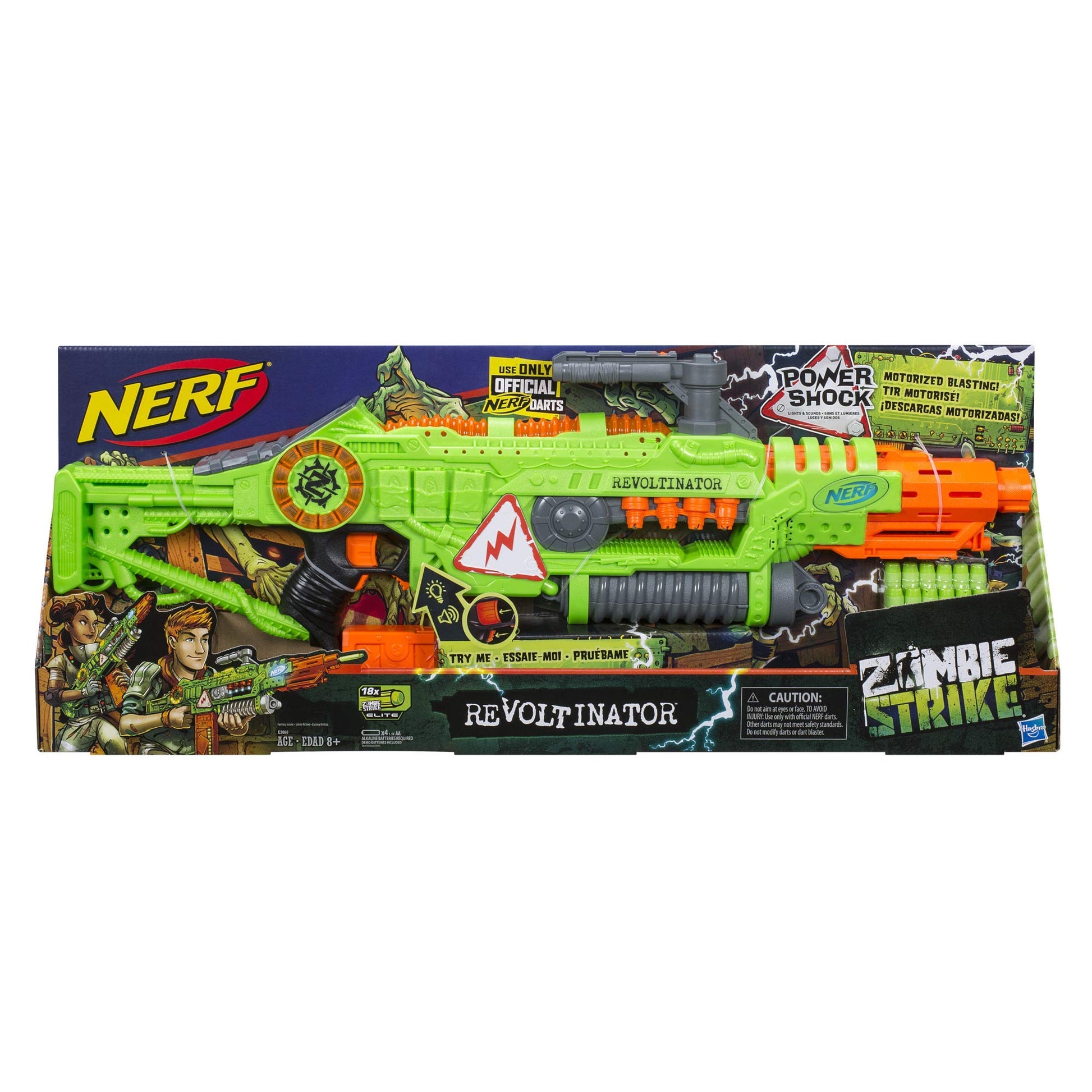 Nerf Revoltinator Zombie Strike Toy Blaster with Motorized Lights Sounds & 18 Official Darts for Kids, Teens, & Adults