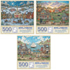 Bits and Pieces 500 Piece Puzzles for Adults Bonnie White 3-Pack - Large 18" x 24" Jigsaw Puzzles 500 Pieces Vintage Americana, No 2 Pieces Alike