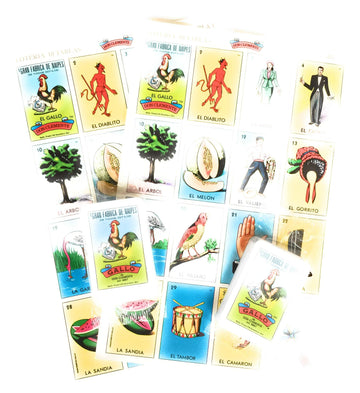 Pack of 2 Don Clemente Mexican Jumbo Loteria Set, 20 Large Boards and 2 Decks of Cards Loteria Mexicana Jumbo paquete de 20 Tablas
