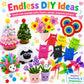 FUNZBO Arts and Crafts Supplies for Kids - Toddlers Craft Kit with Glitter Glue Stick, Pipe Cleaners, Pom Poms, Popsicle Sticks Tools, DIY School