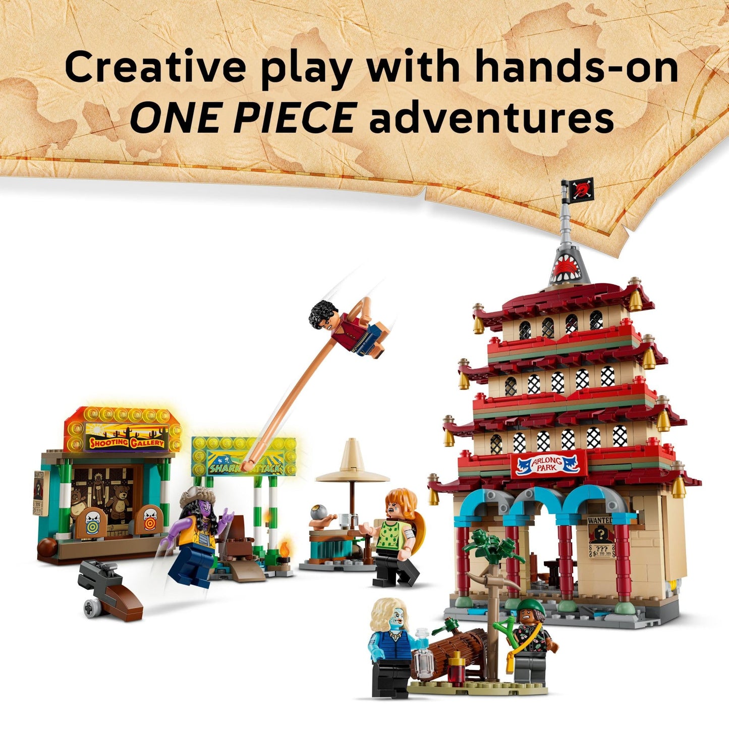 LEGO ONE PIECE Battle at Arlong Park Building Blocks - Pretend Play Building Toy for Boys & Girls, Ages 9+ - 5 Straw Hat Pirates Toy Figures & Playset