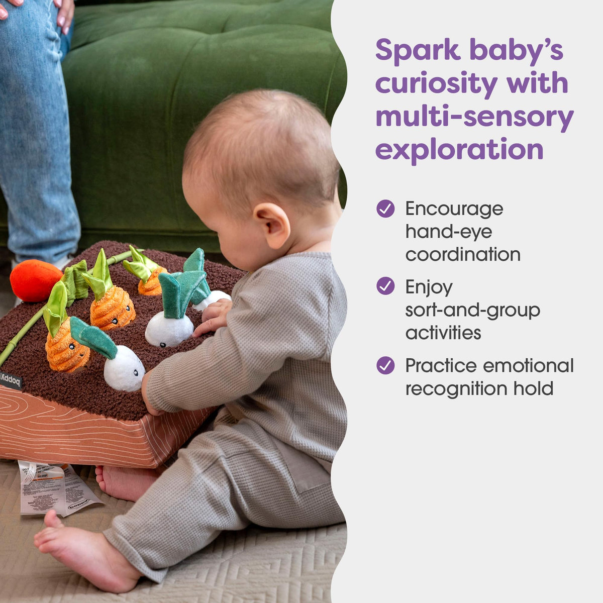 Boppy Learn and Grow Garden Toddler & Baby Toy - Plush Montessori-Inspired Garden Pretend Play Toys with Crinkly Seed Packs & Mirror, 0-18 Months