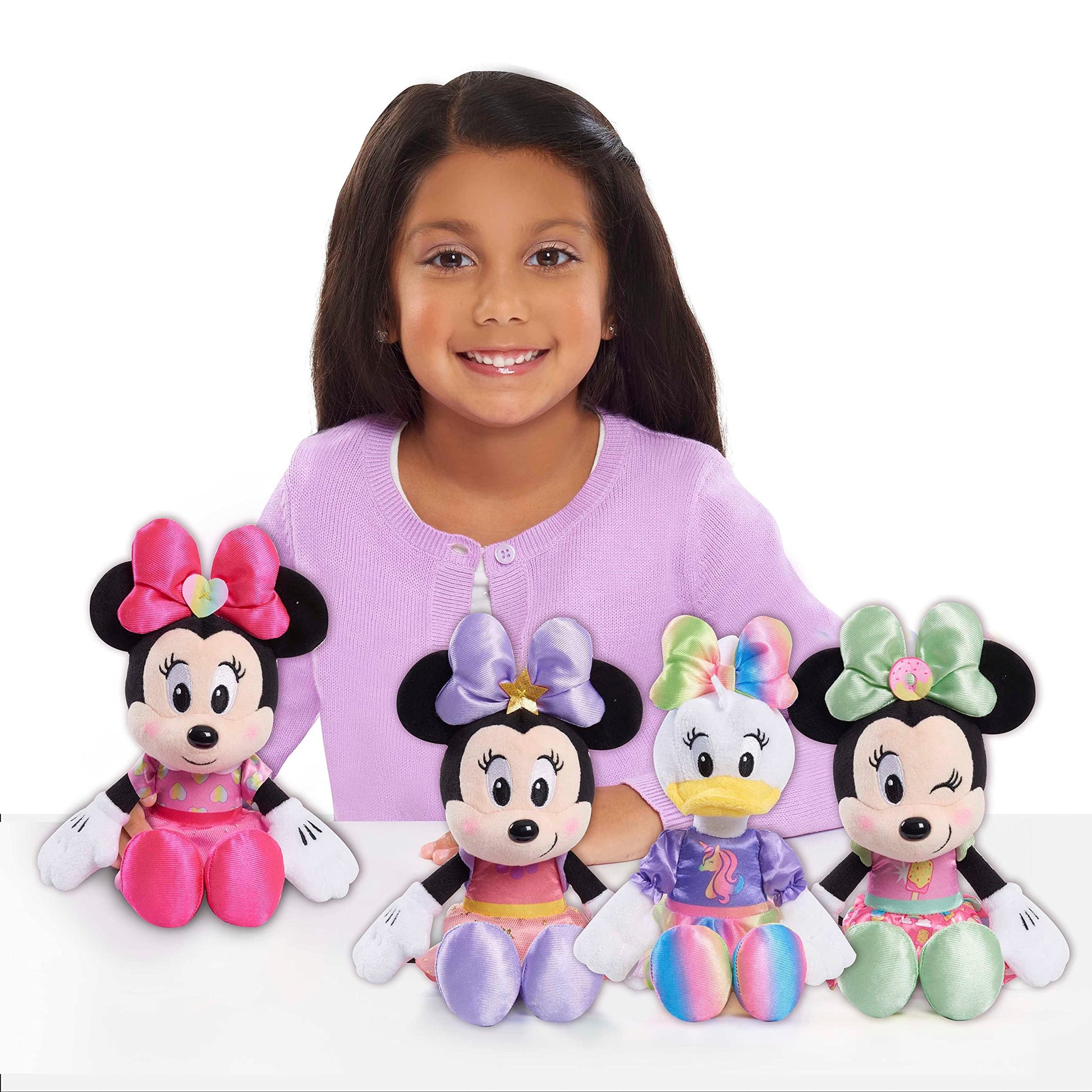Disney Junior Minnie Mouse 8-Inch Beanbag Plush, Minnie Mouse in Pink Sweet Treats Dress, Stuffed Animal
