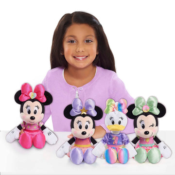 Disney Junior Minnie Mouse 8-Inch Beanbag Plush, Minnie Mouse in Pink Sweet Treats Dress, Stuffed Animal