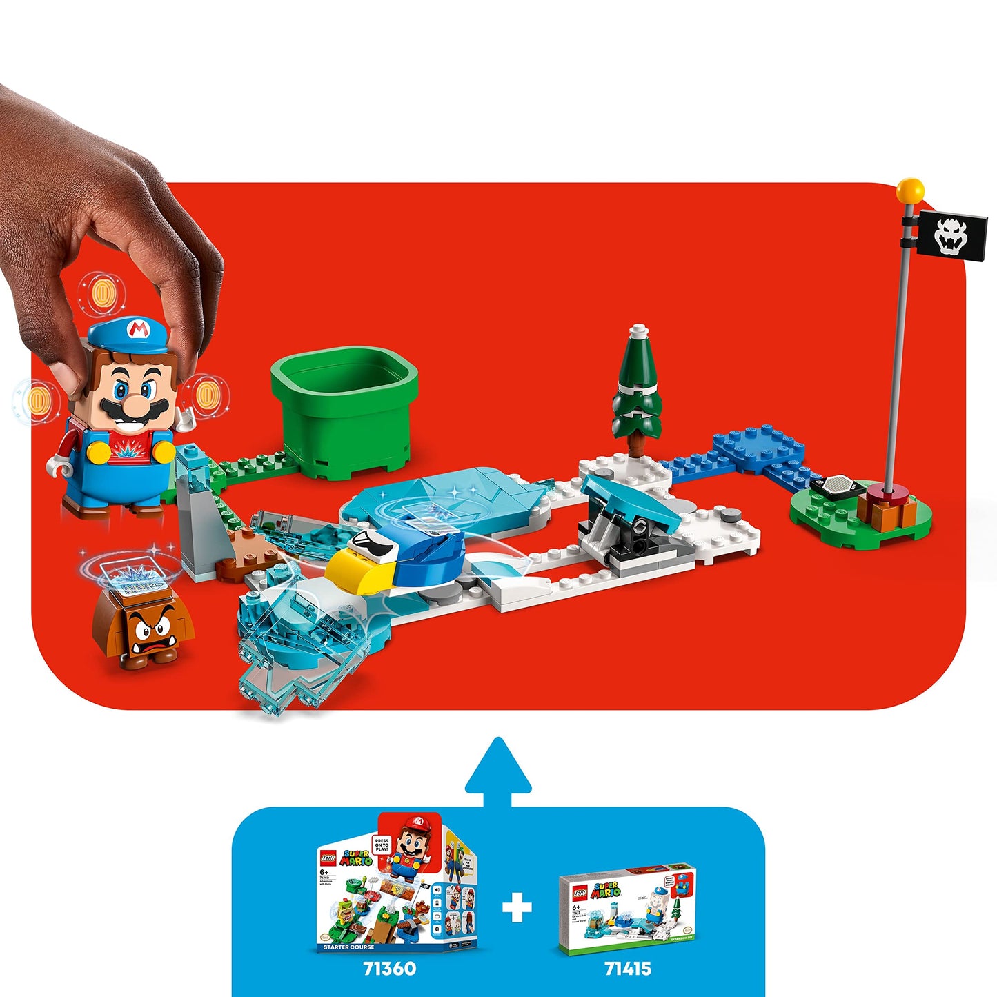 LEGO Super Mario Ice Mario Suit and Frozen World Expansion Set 71415, Collectible Buildable Game with Figure Costume Plus Cooligan and Goomba Enemy
