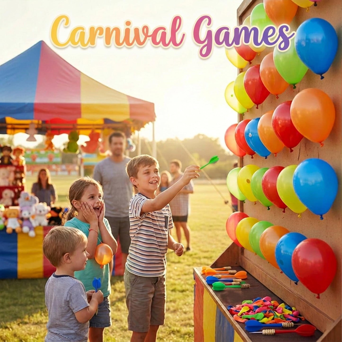 LovesTown 510PCS Dart Balloon Game Set, Carnival Games for Kids & Adults, Outdoor Party Game for Backyard, Birthdays & Family Reunions, Carnival Party