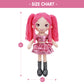 June Garden Lina Sparkle 15" Kpop Inspired Plush Doll - Pink Yarn Hair Soft Doll with Sparkly Pop Star Outfit, Pretend Play Fashion Doll Gift