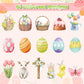 5wsech Cute Watercolor Roll Stickers - 1000Pcs Colorful Egg Flower Chick Bunny Aesthetic Vinyl Stickers for Kids, Happy Easter Party Gift Waterproof