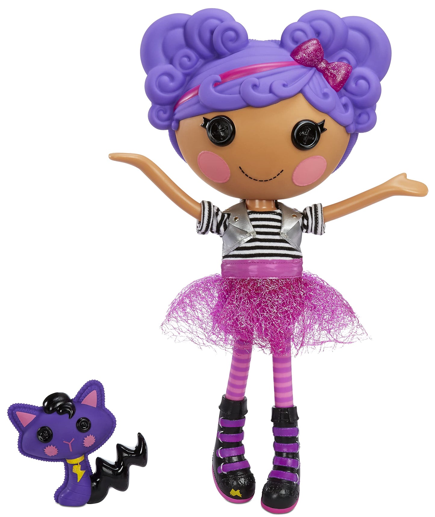 Lalaloopsy Doll- Storm E. Sky and Cool Cat, 13" Rocker Musician Doll with Purple Hair, Pink/Black Outfit & Accessories, Reusable House Playset- Gifts
