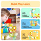 PicassoTiles 100pc Magnetic Marble Run Travel Size Tile Blocks Construction Kids Toy Set On The Go Mini Magnet Tiles Marbles Playset for Race Track