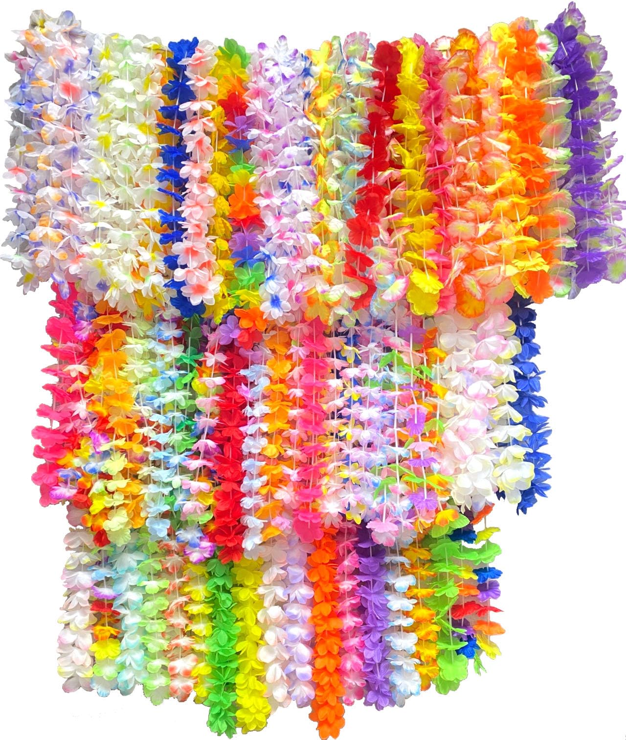 200pcs Hawaiian Leis for Beach Party Decors , Luau Birthday Party Decorations, Hawaiian Necklace Silk Flower leis for Luau Beach Birthday Party