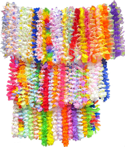 200pcs Hawaiian Leis for Beach Party Decors , Luau Birthday Party Decorations, Hawaiian Necklace Silk Flower leis for Luau Beach Birthday Party