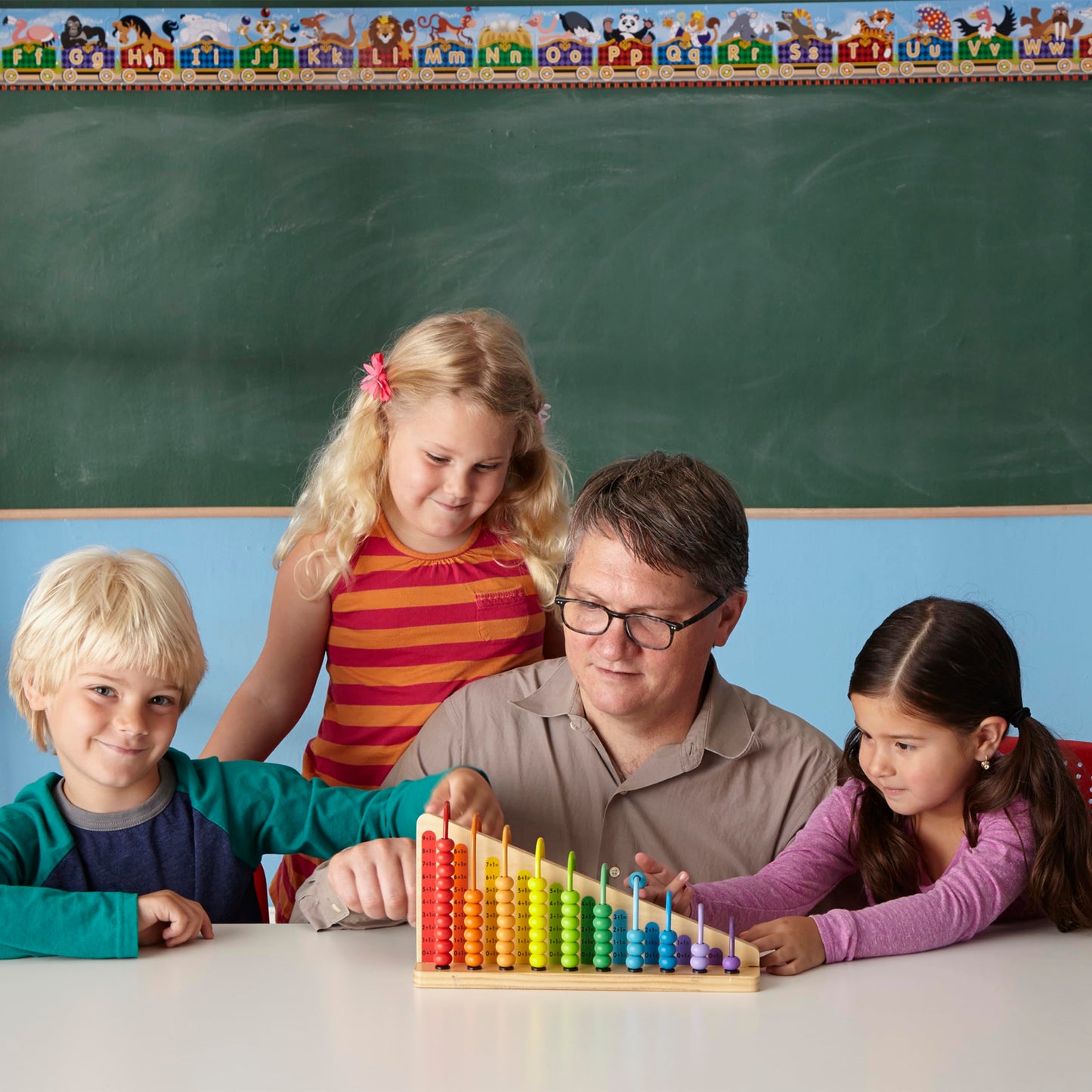 Melissa & Doug Add & Subtract Abacus - Educational Toy with 55 Colorful Beads and Sturdy Wooden Construction