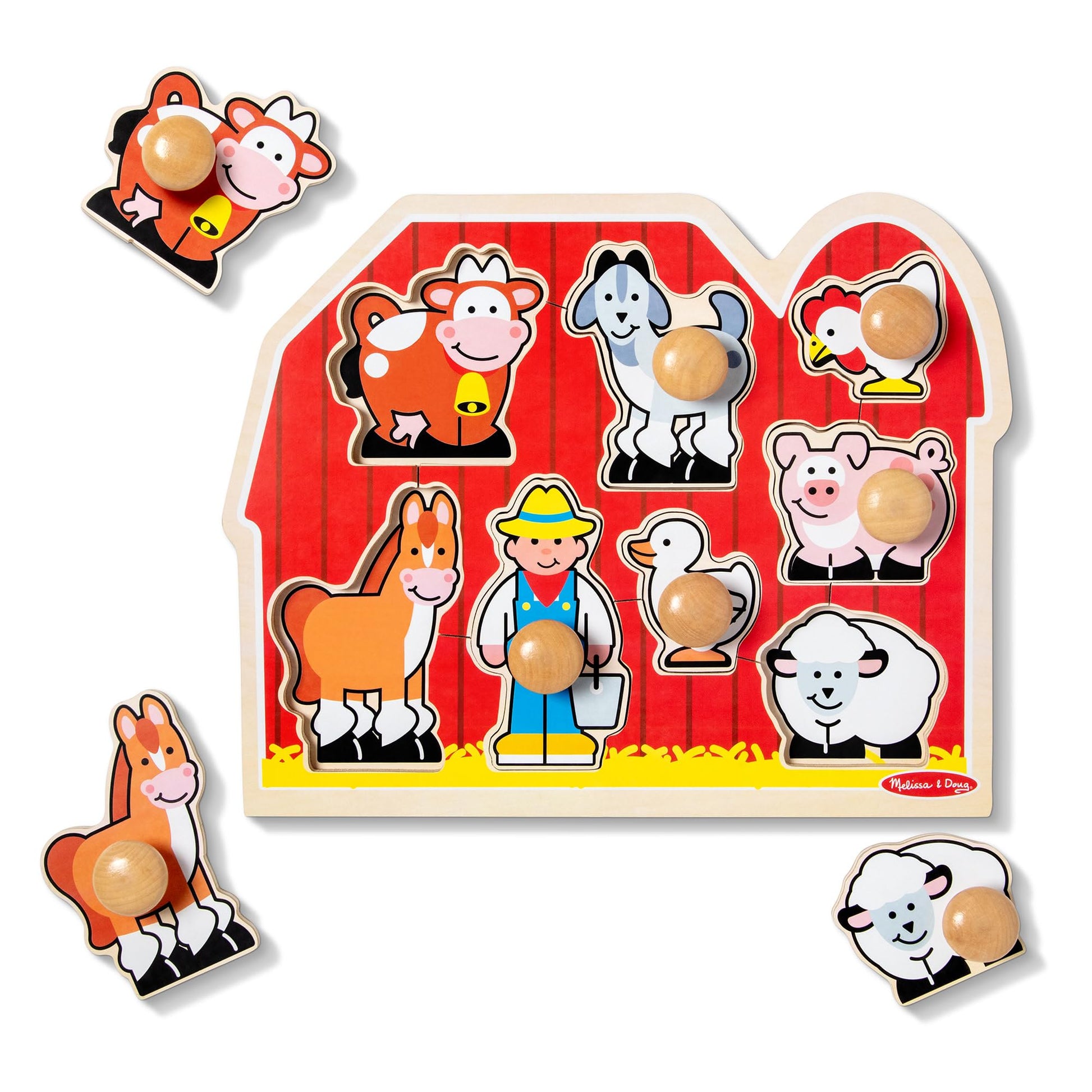 Melissa & Doug Farm Animals Jumbo Knob Wooden Peg Puzzle