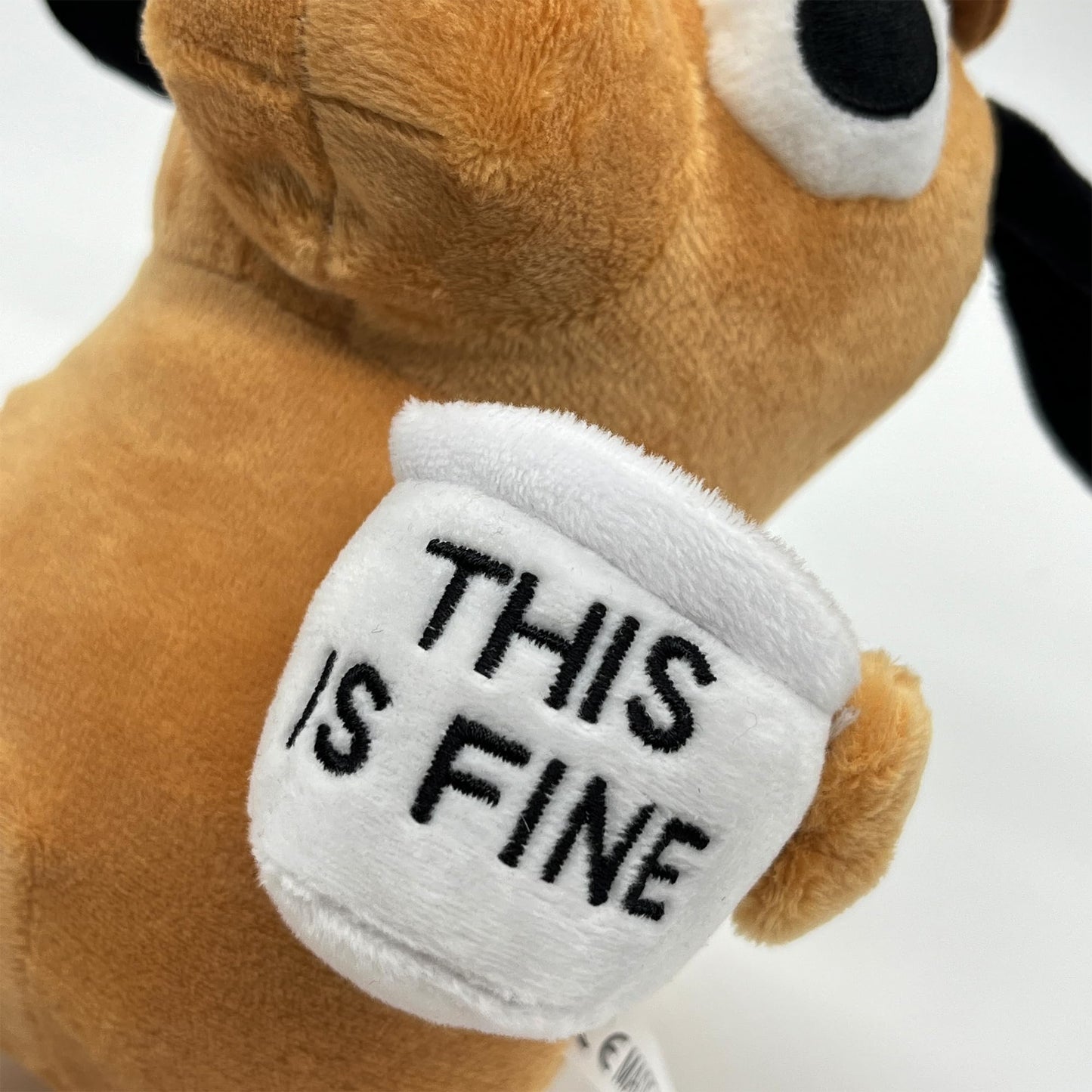 Tavashome This is Fine Dog Plush, 11" inches Sized, Funny Coffee Drinking Dog Stuffed Animal Action Figures Soft Dolls Meme Plushies, Xmas Birthday