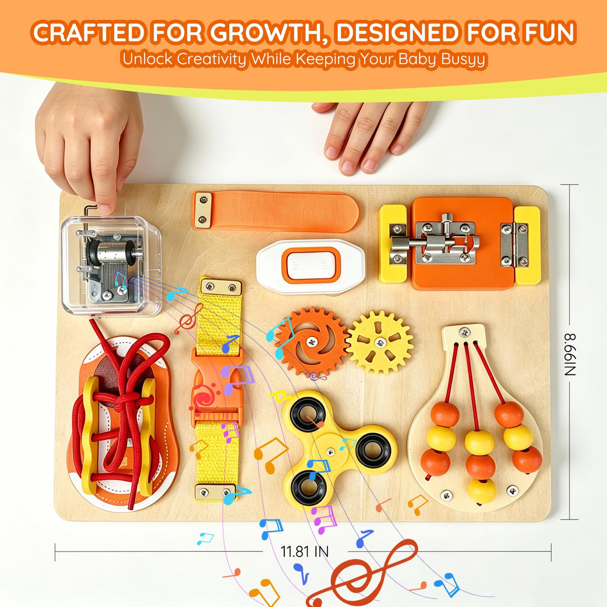 SEYTUFU Montessori Busy Board for Toddlers 2-4, Wooden Sensory Activity Board for Autistic Children, Travel Toys for 1+ Year Old Boy & Girl Birthday