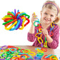 RAINBOW TOYFROG Baby Links Rings - 35 Geometric Linking Chains for Infants & Toddlers - Safe Teething and Sensory Development Toys - Car Seat