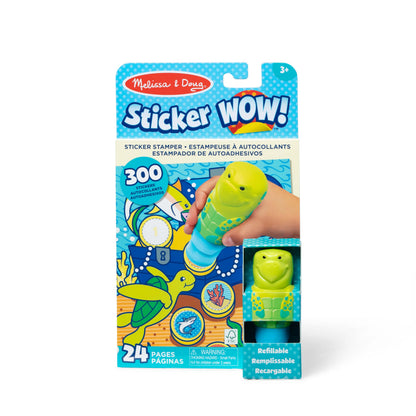 Melissa & Doug Sticker Wow!™ 24-Page Activity Pad and Sticker Stamper, 300 Stickers, Arts and Crafts Fidget Toy Collectible Character - Sea Turtle -