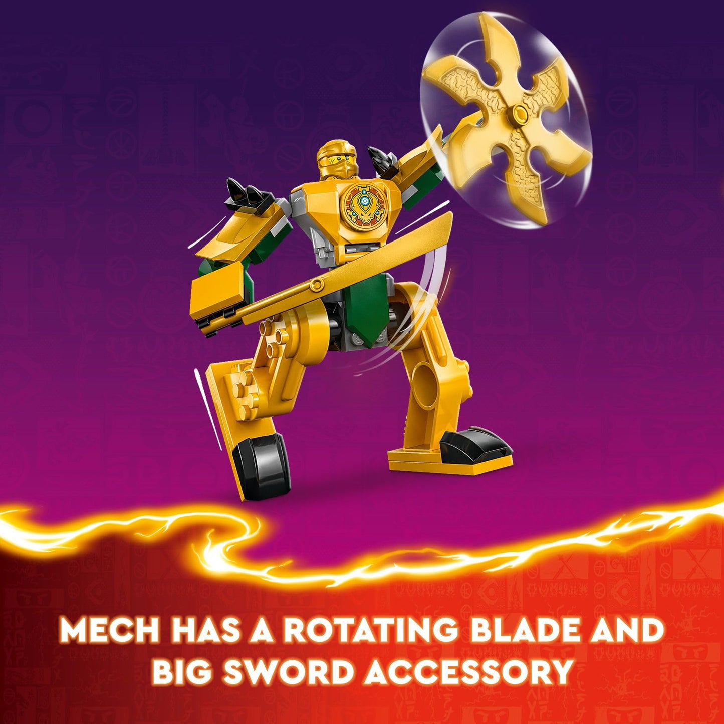 LEGO NINJAGO Arin’s Battle Mech, Ninja Toy Set for Kids with Arin Ninja Minifigure and Katana Sword Accessory, Gift Idea for Boys and Girls Aged 4