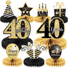 9 Pieces 40th Birthday Decoration 40 th Birthday Centerpieces for Tables Decorations Cheers to 40 Years Honeycomb Table Topper for Men and Women Forty