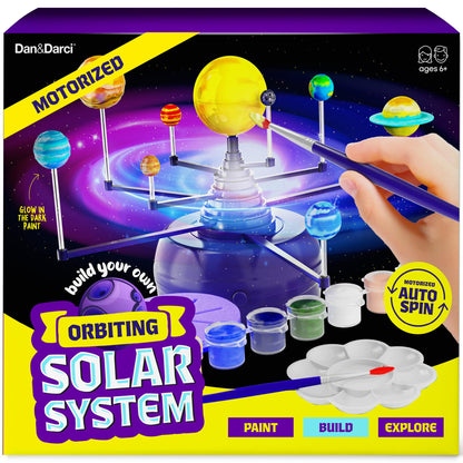 Dan&Darci 360° Orbiting Solar System for Kids - Paint & Build Model Kit - Arts and Crafts for Kid Ages 8-12, 4-6, 4-8, 6-8 - Space Toys 8-10 - Science