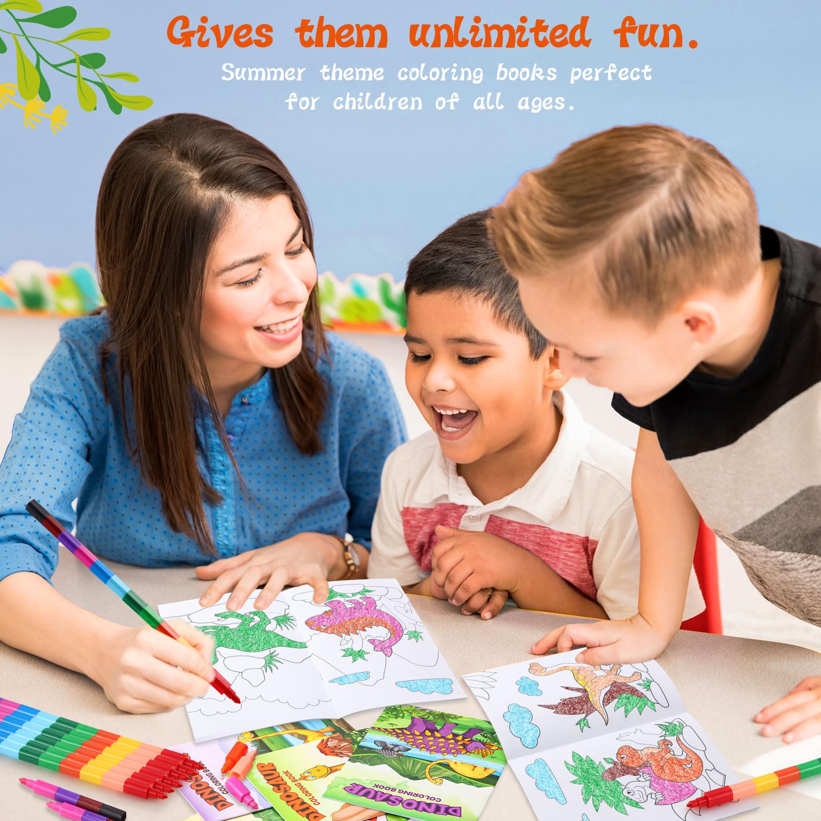 BenLouis 24 Pcs Dinosaur Mini Coloring Books Kids Dino Party Favors Small Activity Books Bulk for Kids Dinosaur Jurassic Birthday Goodie Bags Stuffers