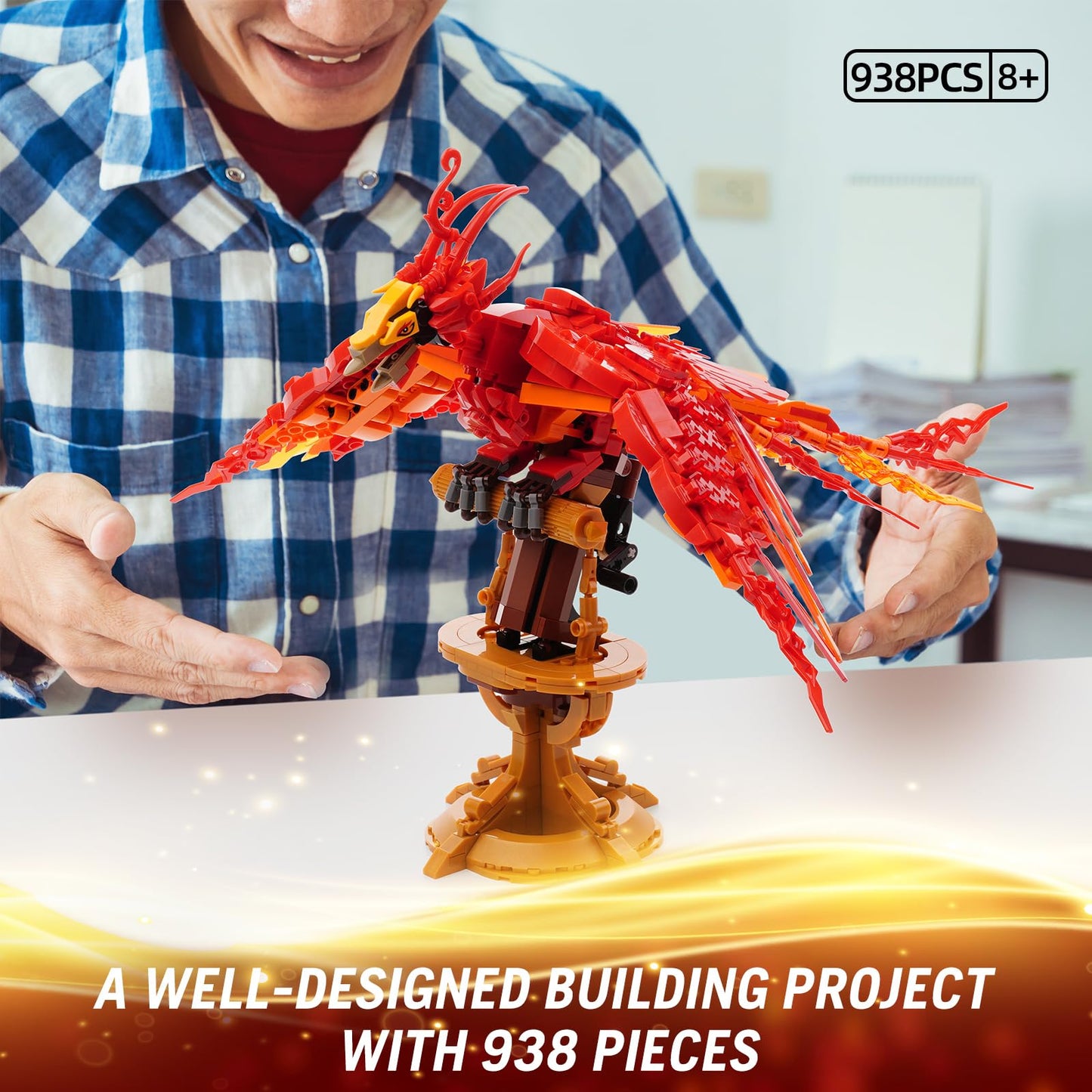 Moc Fire Phoenix Building Set?Compatible with Lego STEM Magic Phoenix Collection Model for Adults?Ideas Bird Toy Gift for Kids Boys and Girls Fans