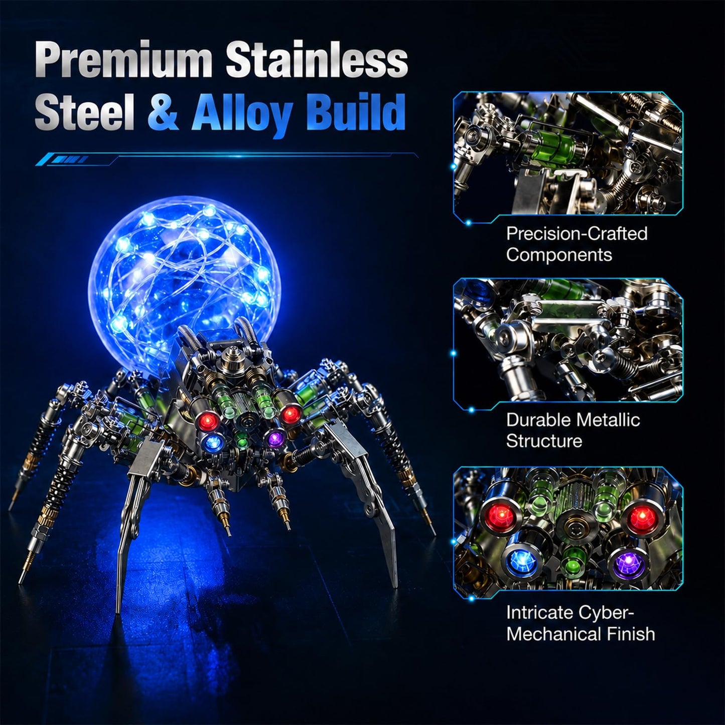 3D Metal Puzzle for Adults,Spider Puzzle Building Set?3D Metal Model Kit, Brain Teaser Puzzles DIY Assembling for Stress Relief - High end Men's Gift
