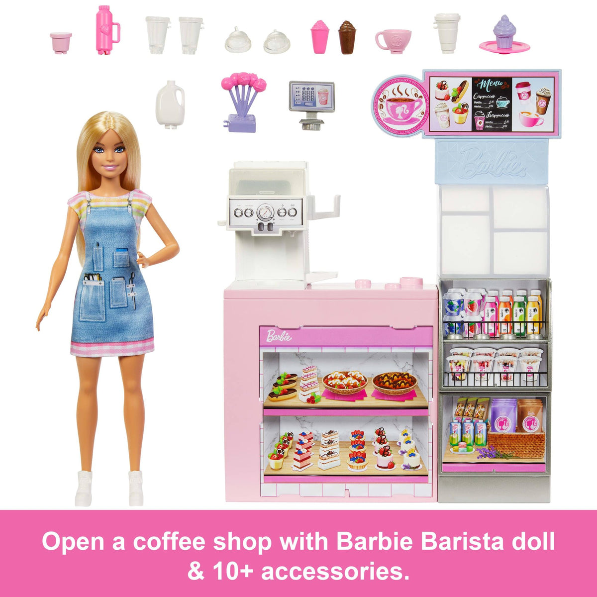 Barbie Coffee Shop Doll with Play Set and Accessories