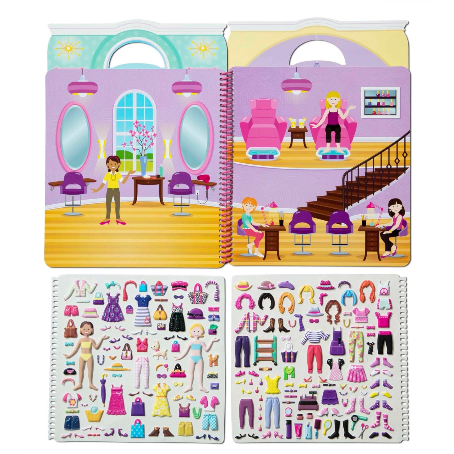 Melissa & Doug Day of Glamour Puffy Sticker Activity Book - 196 Reusable Stickers with 10 Pages of Background Scenes, Fashion-Themed Mess Free Travel