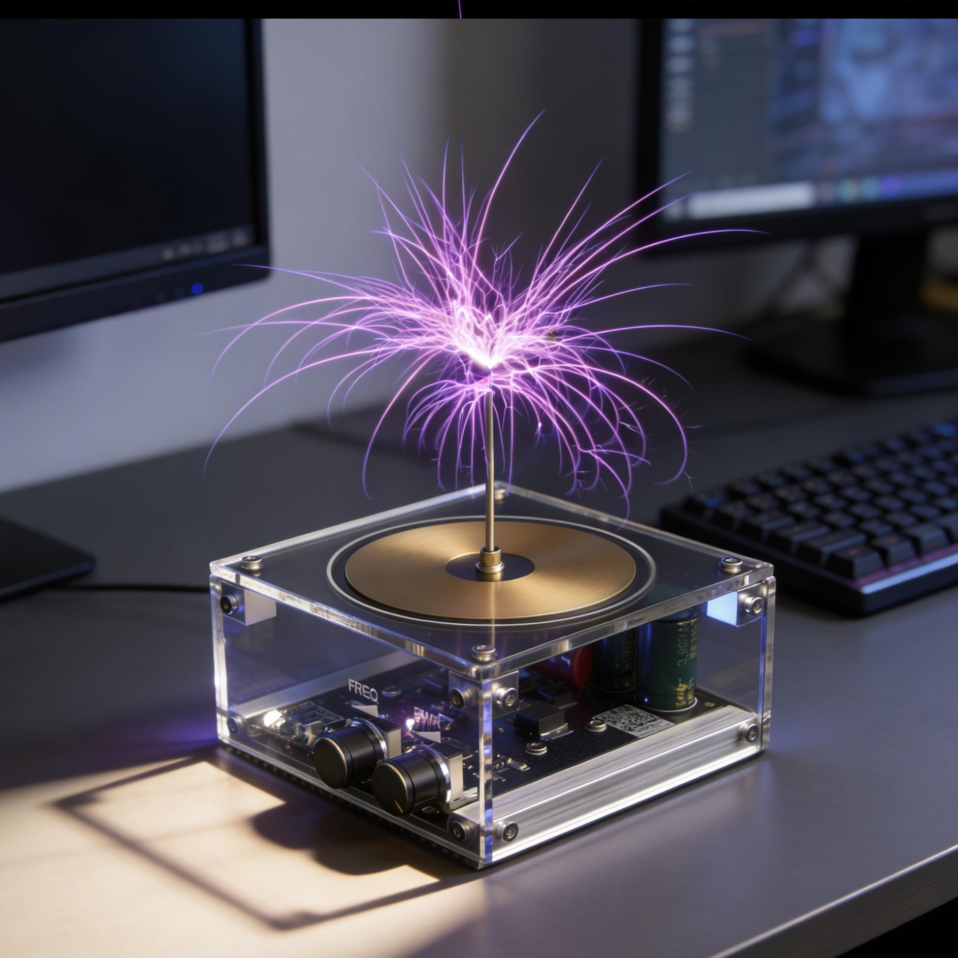 Vastarry 10 Cm Solid State Music Tesla Coil Artificial Lightning Desktop Toy For unisex-adult Electric Power Wireless Transmission Model Science