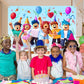 Gaming Birthday Backdrop 6x4ft, Extra Thick Fabric Photo Backdrop Banner, Cartoon Block Party Background, Reusable Cartoon Character Decoration with 4
