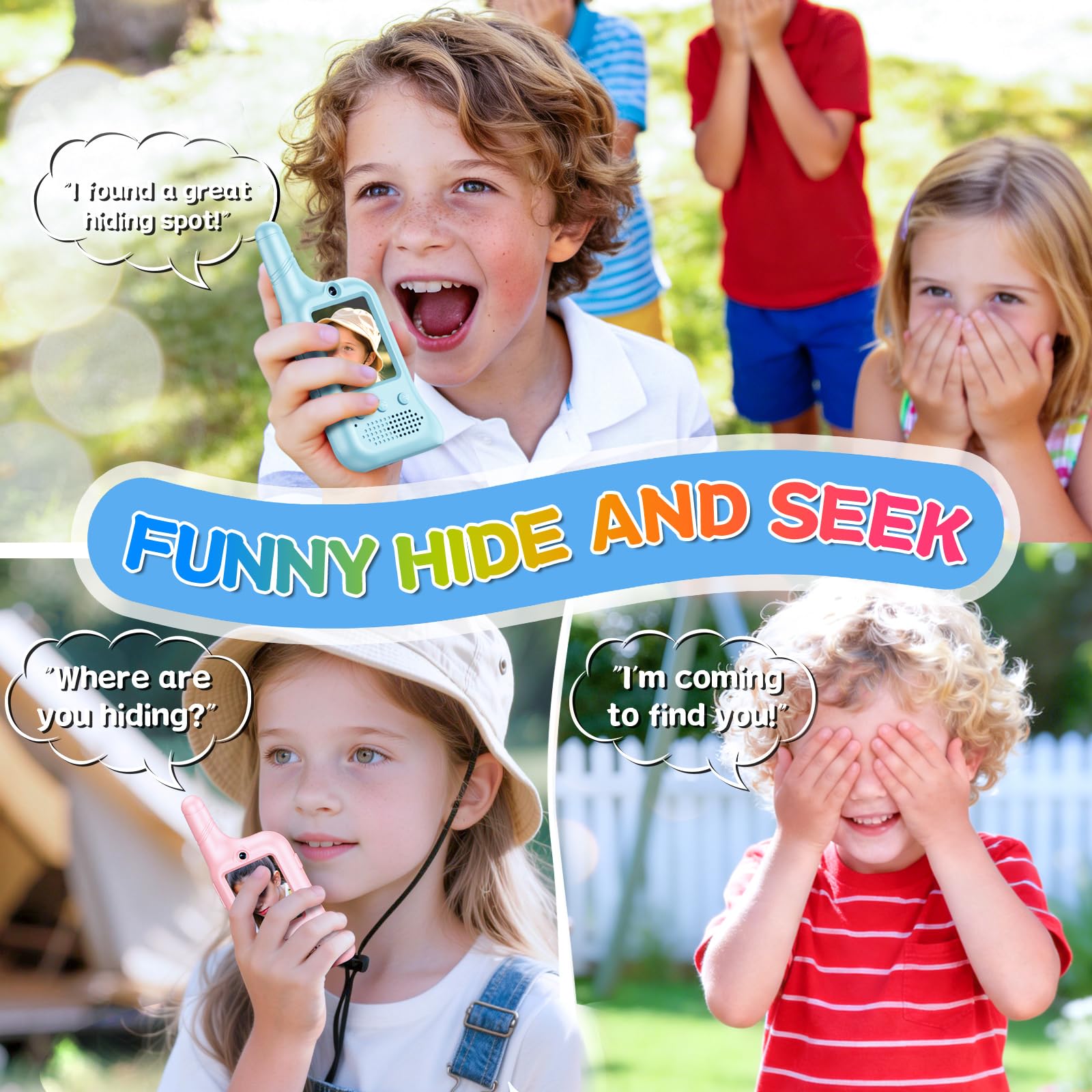 Video Walkie Talkies for Kids - Rechargeable Kids Walkie Talkies 2 Pack with Voice Changer & Cartoon Avatar, 1000 ft Range, Fun Toys for Outdoor