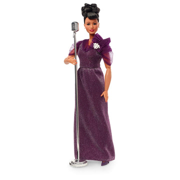 Barbie Inspiring Women Series Ella Fitzgerald Collectible Doll, Approx. 12-in, Wearing Purple Gown, with Microphone, Doll Stand and Certificate of