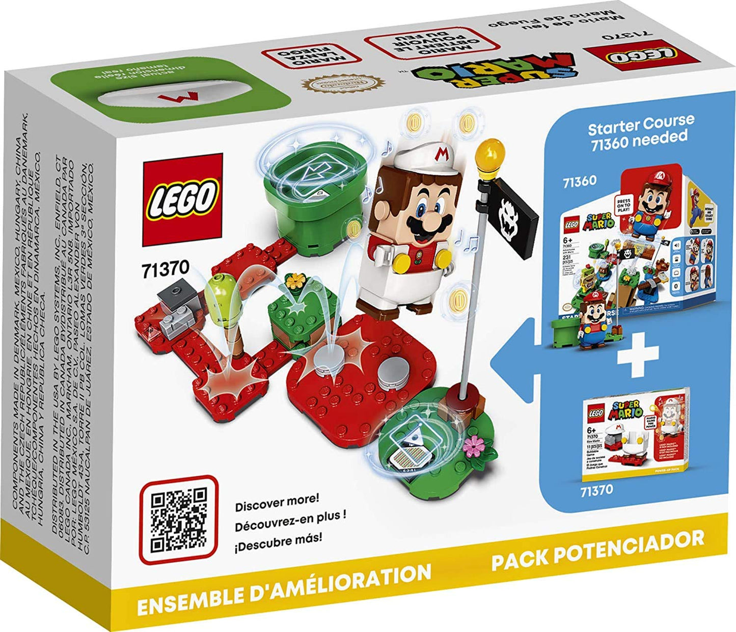 LEGO Super Mario Fire Mario Power-Up Pack 71370; Building Kit for Creative Kids to Power Up The Mario Figure in The Adventures with Mario Starter